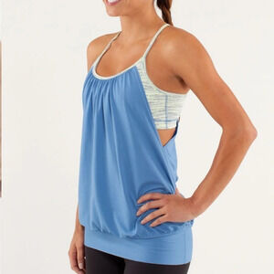 Lululemon No Limits Tank Limitless Blue / Wee Are From Space Polar Cream Sz 4